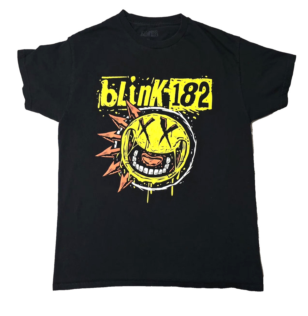 Blink-182 Smiley Face Logo T-Shirt Black Size Medium Punk Rock Band Tee